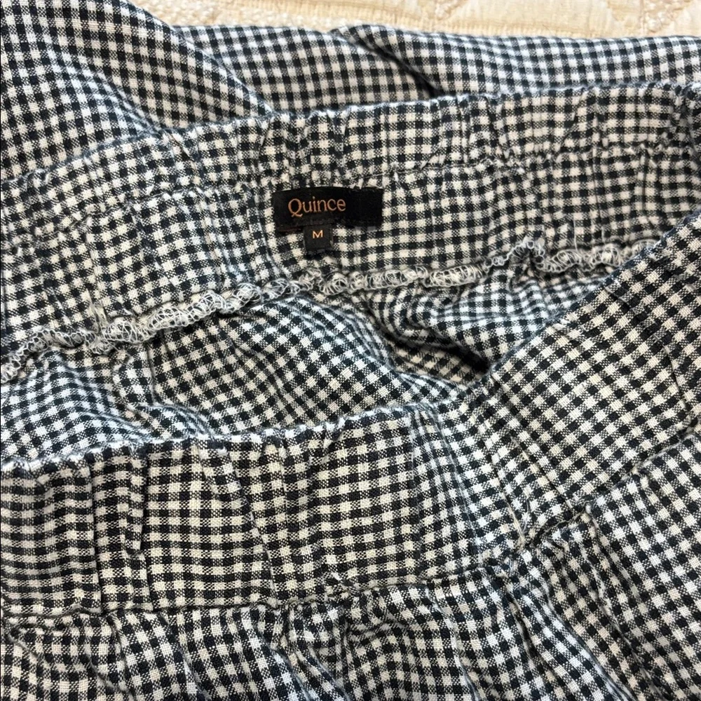 Quince Linen Gingham Black and White Checkered Skirt - Picture 3 of 3